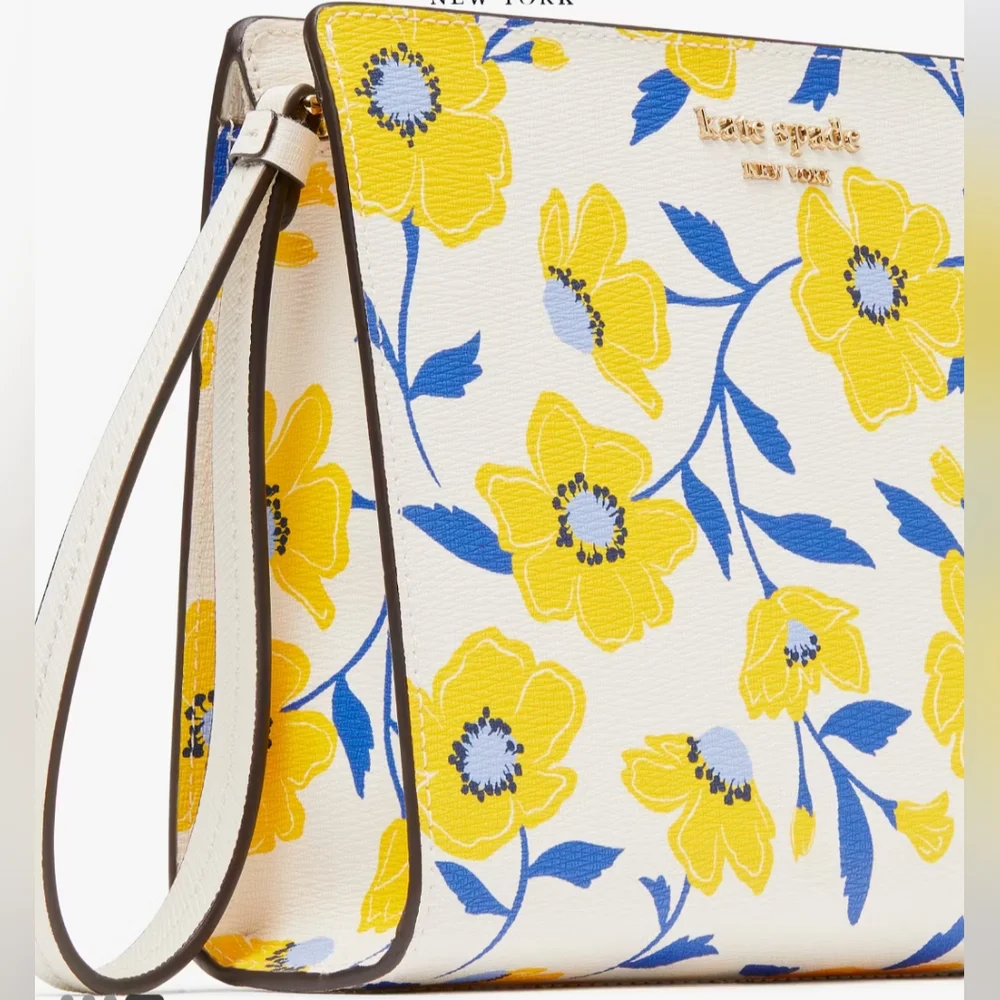 NWT Kate Spade Morgan Sunshine Floral Printed Gusseted Wristlet